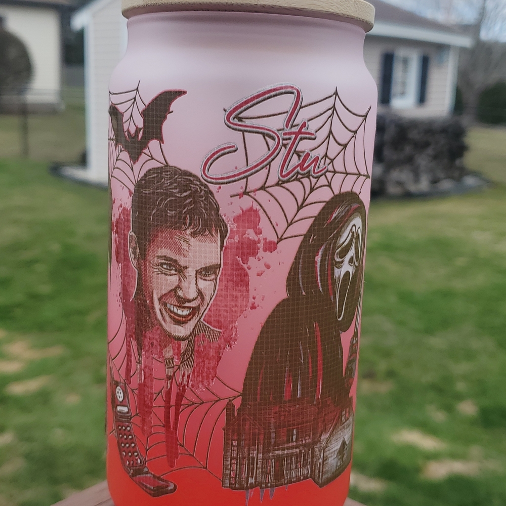 Horror-Themed Red Ombre Glass Cup